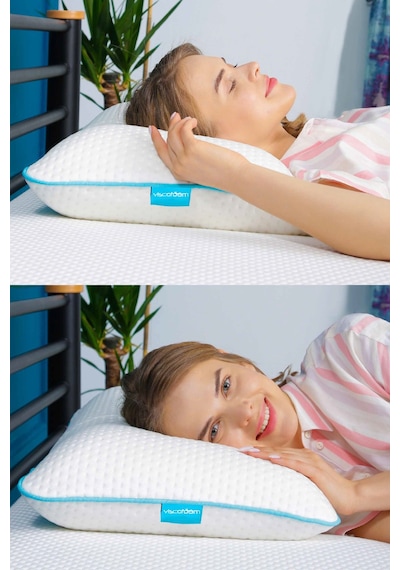 Viscofoam Yüksek Boyun Destekli Ortopedik Yastık Tombul Visco Yastık - 59x39x15.5cm