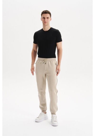 Ar-ma Erkek Örme 3 İplik Kumaş Dar Paça Eşofman Altı Regular Fit Lastikli Bel %70 Pamuk %30 Polyester K30174681602 Bej-b1 Bej
