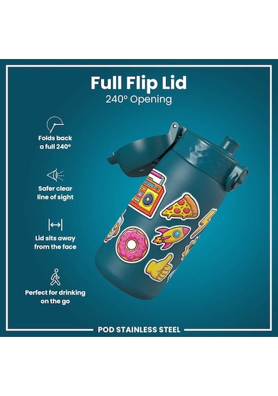 Ion8 - Paslanmaz Çelik Çocuk Suluk - Çıkartmalar - 400 Ml - Sızdırmaz Çok Renkli