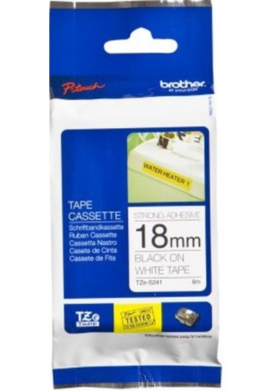 Brother P-Touch Tze-S241 Tze-Tape 18Mm Beyaz Üzerine Siyah Güçlü
