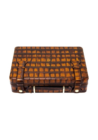 Croco Desen Seyahat Puro Kutusu Humidor İçi Sedir Kahve 18's