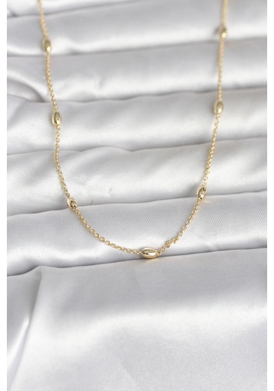 Cm 14k Gold Renk Damla Topçuk Model Zincirli 60 Cm Kadın Kolye - Lisinya altın