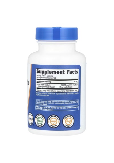 Nutricost L-methylfolate Women's Health 15mg 5-mthf Vegan 120 Capsules