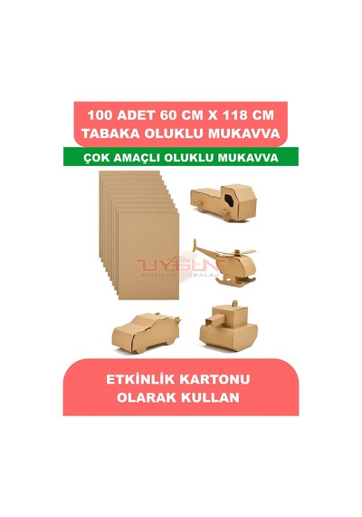 100 Adet 60cm X 118cm Baskısız Tabaka Oluklu Mukavva, Çocuk Etkinlik Kartonu, Maket Kartonu, Kargo Kartonu