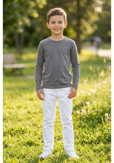 Kiagu Erkek Çocuk Uzun Kollu Basic Düz Tişört %100 Pamuk Bisiklet Yaka T-shirt 2-13 Yaş Antrasit Kiagu Erkek Çocuk Uzun Kollu Basic Düz Tişört %100 Pamuk Bisiklet Yaka T-shirt 2-13 Yaş Antrasit