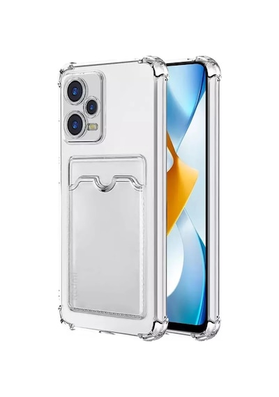 Xiaomi Redmi Note 12 Pro Plus Kapak Kamera Korumalı Kartlıklı Darbe Emici Özellikli Şeffaf Silikon Kılıf