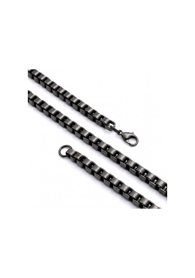 Beycen Aksesuar Kare Arnavut Erkek Çelik Kolye 6x6 Mm 55 Cm Siyah 3902eck017 Çok Renkli