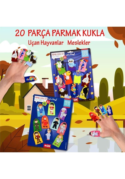 2 Set - 20 Parça Tox Meslekler ve Uçan  Hayvanlar Parmak Kukla T76