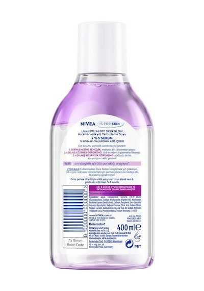 Luminous630 Skin Glow Parlaklık Etkili Micellar Makyaj Temizleme Suyu 400ml, Serum, Hyaluronik Asit
