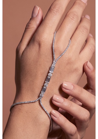 Valmont Accessories Kadın Kristal Taşlı Şahmeran Bileklik Şık El Aksesuarı Işıltılı Tasarım Gümüş