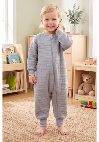 Babymod Mevsimlik Kapitone 1.5 Tog Çocuk Uyku Tulumu Uyku Gurusu %100 Pamuk Kumaş Gri