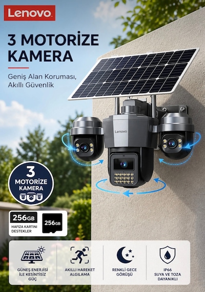 4g Pro 360 - Solar Panelli 3 Motorize Kameralı 4g Sim Kartlı Aov Sürekli Kayıt Güvenlik Kamerası