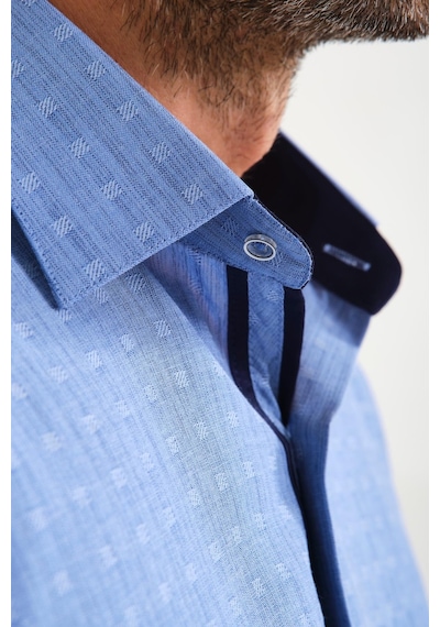 Klasik Kısa Kol Açık Zemin Kutu Desen Keten Cotton Hediye Kutulu Erkek Gömlek Fs-000745 - İndigo-1665 Indigo Klasik Kısa Kol Açık Zemin Kutu Desen Keten Cotton Hediye Kutulu Erkek Gömlek Fs-000745 - İndigo-1665 Indigo