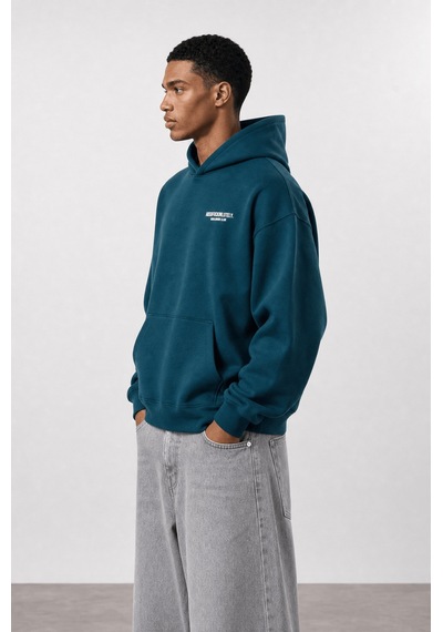 Respire Erkek Absofuckinlutely Baskılı Oversize Hoodie Zümrüt Zümrüt Yeşili