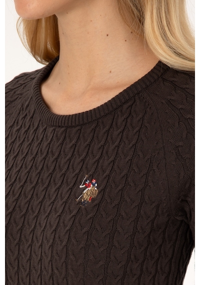 U.S. Polo Assn. Kadın Koyu Kahverengi Bisiklet Yaka Basic Kazak 50307728-VR084