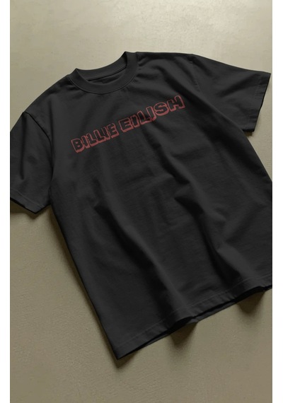 Sevbano Billie Eilish Lunch Şarkıcı Baskılı Unisex Oversize Premium Tişör Siyah