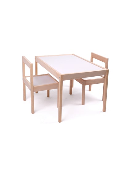 Montessori Çocuk Ahşap Etkinlik Masası Seti - 2 Sandalyeli Krem Montessori Çocuk Ahşap Etkinlik Masası Seti - 2 Sandalyeli Krem