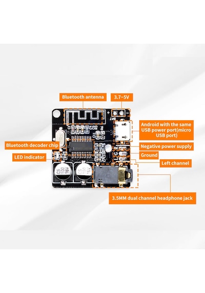 VHM-314 Bluetooth 5.0 Mp3 Modül  VHM-314  Bluetooth 5 Ses Alıcı K