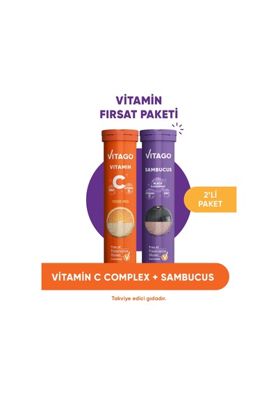 Vitago Vitamin C + Sambucus 2 x 20 Efervesan Tablet