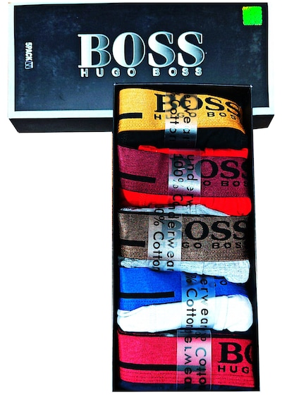 Hugo Boss 5" Li Erkek Boxer Set Fit Kalıp Beyaz - Gri Melanj - Siyah