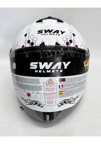 Sway 715 Aynalı Renkli Vizörlü Motosiklet Kaskı Açık Pembe - Beyaz