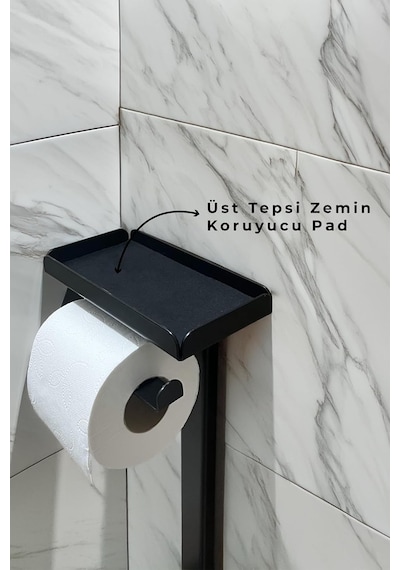 3'ü 1 Arada Banyo Seti Tuvalet Kağıtlık, Çöp Kovası Ve Tuvalet Fırça Takımı Set Çizgili Krom Siyah Diğer