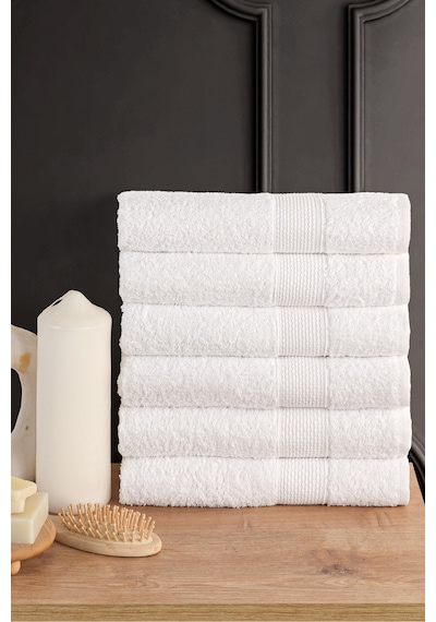 Güvenal Blanc 6'lı 50x90cm El Yüz & Saç Havlusu Seti Havlu El Havlusu Banyo Havlusu I Çeyiz Havlusu Beyaz
