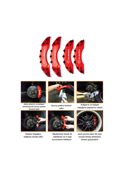 Kırmızı Kaliper Kapağı 4 Lü Set
