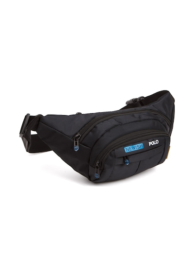Newish Polo Erkek Kumaş Usb Kulaklık Çıkışlı Crossbody Çapraz Göğüs Omuz Ve Bel Çantası New201 - Siyah - Mavi