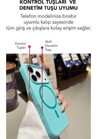 Apple İphone 17 Pro Max Uyumlu Magsafe Lansman Silikon Kılıf Turkuaz