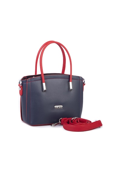 Nas Bag Kadın Mini El Ve Çapraz Çanta Lacivert Kırmızı Laci