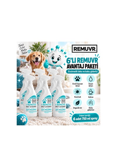 Enzimli İdrar Lekesi Ve Koku Giderici Sprey 750 Ml X 6 Adet 4,5 Litre Ekonomik Paket