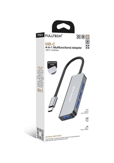 Fulltech Fh24 Usb-c 4'ü 1 Arada Çoklayıcı 4xusb Port Akıllı Yonga Hızlı Ve Güvenli Bağlantı