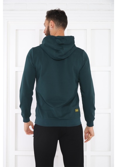 Escetic Spor Erkek Yeşil Cepli, Kapüşonlu Sweatshirt-4175