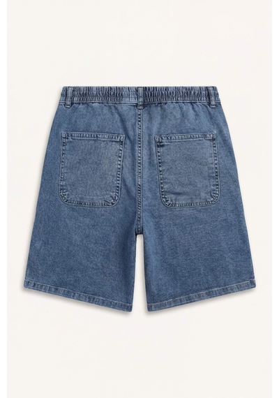 Defacto Relax Fıt Esnek Belli Jean Bermuda Şort H8872ax26smnm34 Mavi-nm34