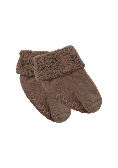 Unisex Koyu Kahve Kıvrık Hello Kaydırmaz Taban Havlu Çorap Çok Renkli