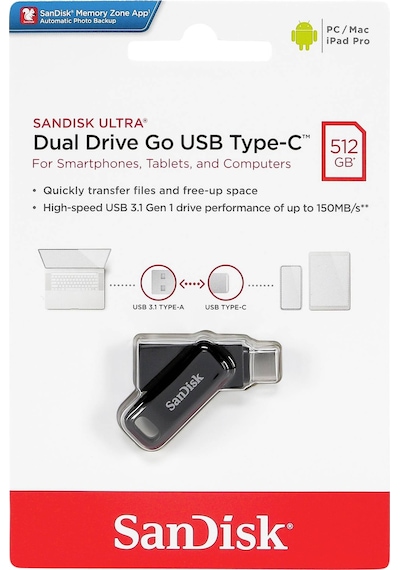 SanDisk Ultra Dual Drive Go Type-C SDDDC3-512G-G46 512 GB USB 3.1 Flash Bellek