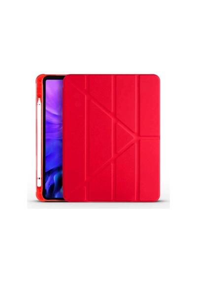 Apple Uyumlu İpad Air 10.9 İnç 4. Nesil Fuchsia Trifolding Kalemlikli Tablet Kılıfi Kapaklı Kılıf