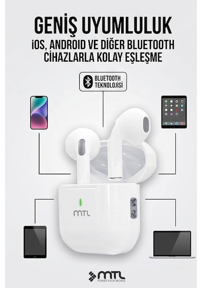 Bluetooth Kablosuz Silikonsuz Kulaklık Ios Ve Android Uyumlu