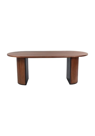 Zeno Oval Ahşap Bohem Yemek Masası 90x200 Ceviz