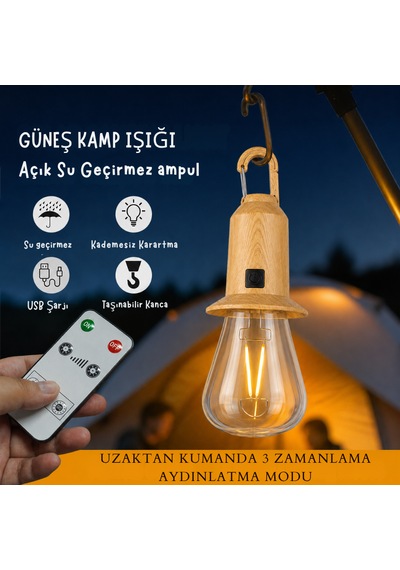 Powerdex Pd-572 Solar Şarjlı Kamp Feneri Uzaktan Kumandalı Led Kamp Lambası Askılı Taşınabilir Işık Diğer