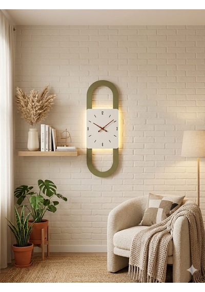 Berlin Ahşap Salon Duvar Saati Pilli Ledli Quartz Ultra Sessiz Mekanizma 28 Cm X 85 Cm Bej