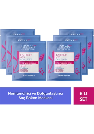 Hyaluronik Asit & Kolajen Kuru Ve Cansız Saçlara Özel Duş Öncesi Saç Bakım Maskesi 6x50ml-vegan