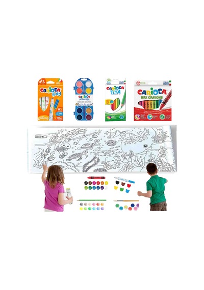 Carioca 4'lü Boyama Seti +lino Yapışkanlı Boyama Kağıdı 200x30 Cm Sea World