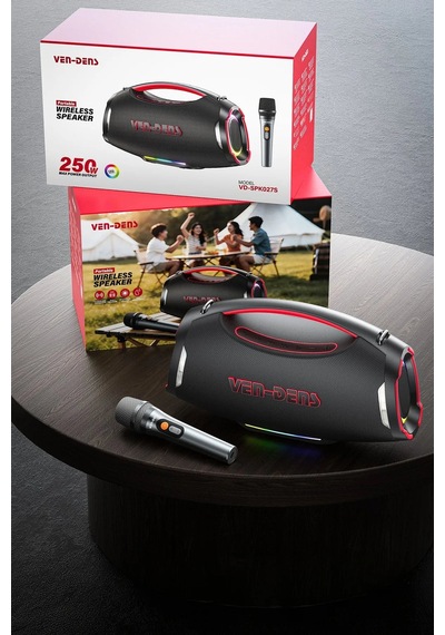 Ven-dens Vd-spk027s 240 W Bluetooth 5.3 Taşınabilir Karaoke Hoparlörü, 12000 Mah Batarya, Siyah