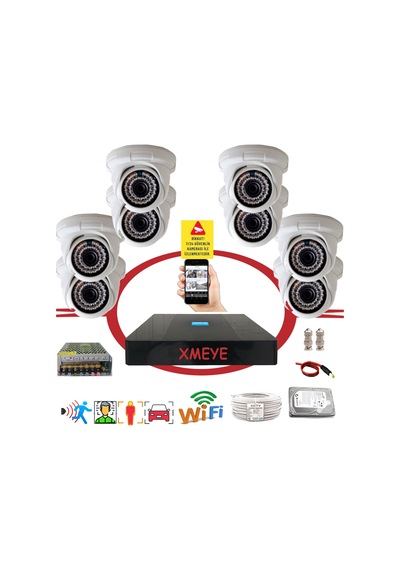 8' Li 5 Megapiksel Sony Lens 1080p 36 Ir Led İç Mekan Plastik Kasa Güvenlik Kamerası Seti Bs D136b