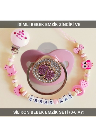 Sahi Aksesuar İsimli Emzik Zinciri Ve Silikon Emzik Seti Bezyı389 Mavi - Yeşil