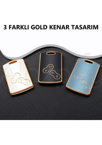 Renault Clio Megane Captur Koleos Fluence Uyumlu Laguna Anahtar Kılıfı Mavi Gold - 1 Adet