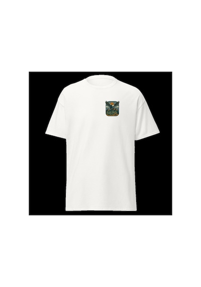 Wildstyle Kartal Renkli Vintage Yaban Hayat Doğa Dağ Rozet Baskılı Unisex Bisiklet Yaka Pamuklu Tişört Beyaz
