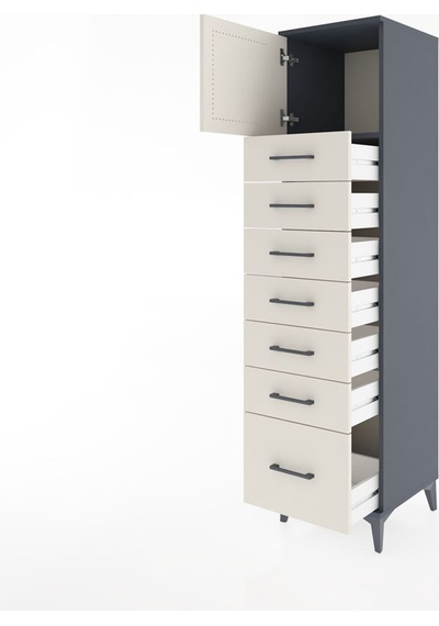 Hyperion Dolap Tek Raflı 7 Çekmeceli Tek Kapaklı 44x44x182 Antrasit-aytaşı Antrasit Hyperion Dolap Tek Raflı 7 Çekmeceli Tek Kapaklı 44x44x182 Antrasit-aytaşı Antrasit